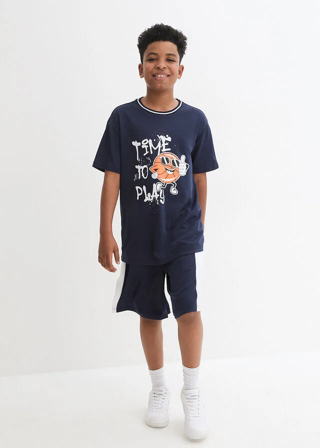 CAMISETA Y PANTALóN CORTO (2 PIEZAS) AZUL MARINOBLANCO
